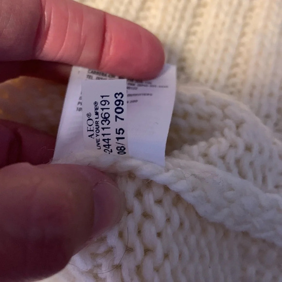 American eagle size medium cream chunky knit fishermans sweater crewneck wool - Picture 7 of 11